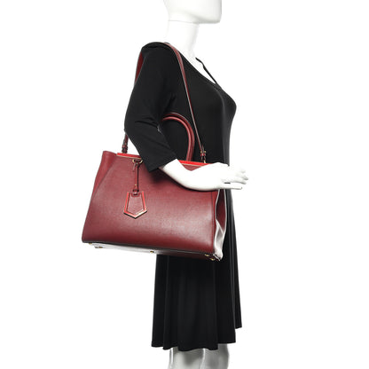 Fendi Vitello Elite Regular 2Jours Tote Rosso Scuro Ciliegia 2 of 9