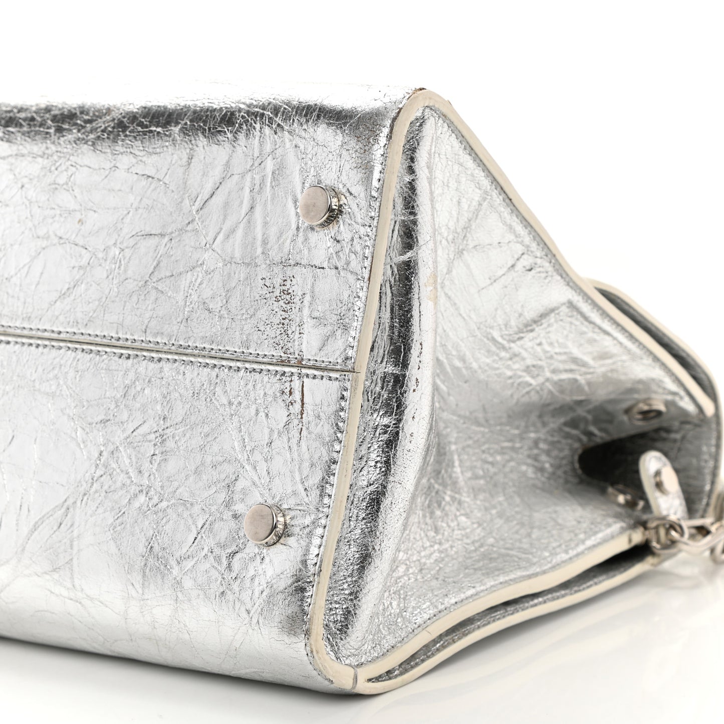 Metallic Calfskin Large Diorever Flap Silver