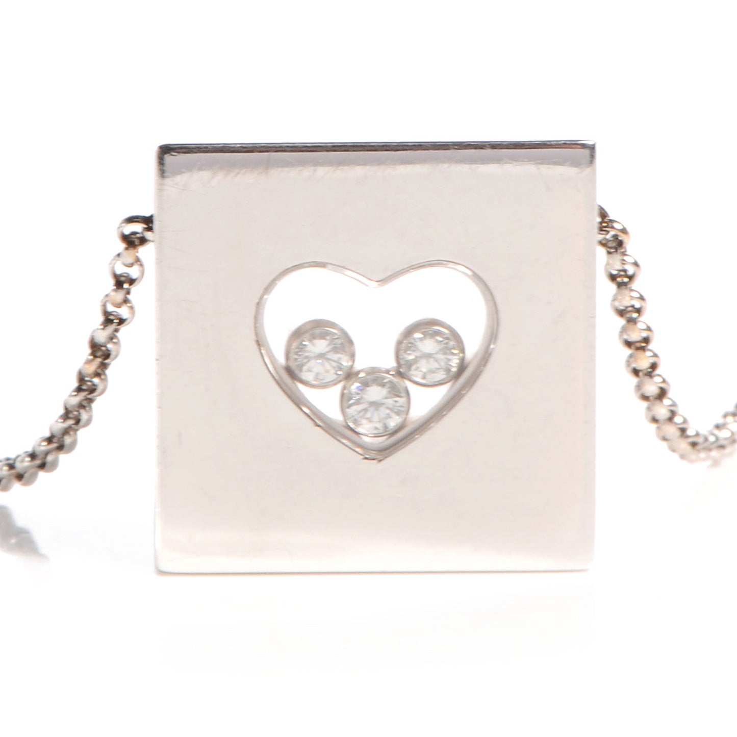 18k White Gold Happy Diamonds Icons Square Heart Necklace