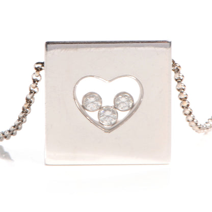 Chopard 18k White Gold Happy Diamonds Icons Square Heart Necklace 3 of 9