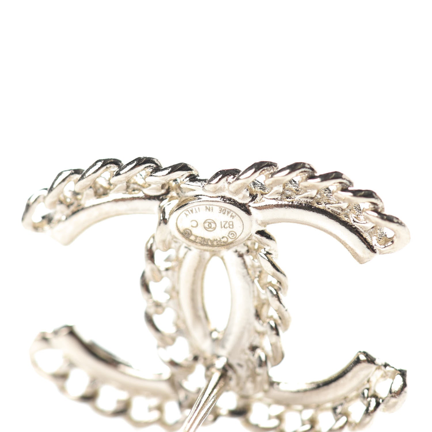 Chanel Crystal Chain CC Earrings Gold 4 of 4