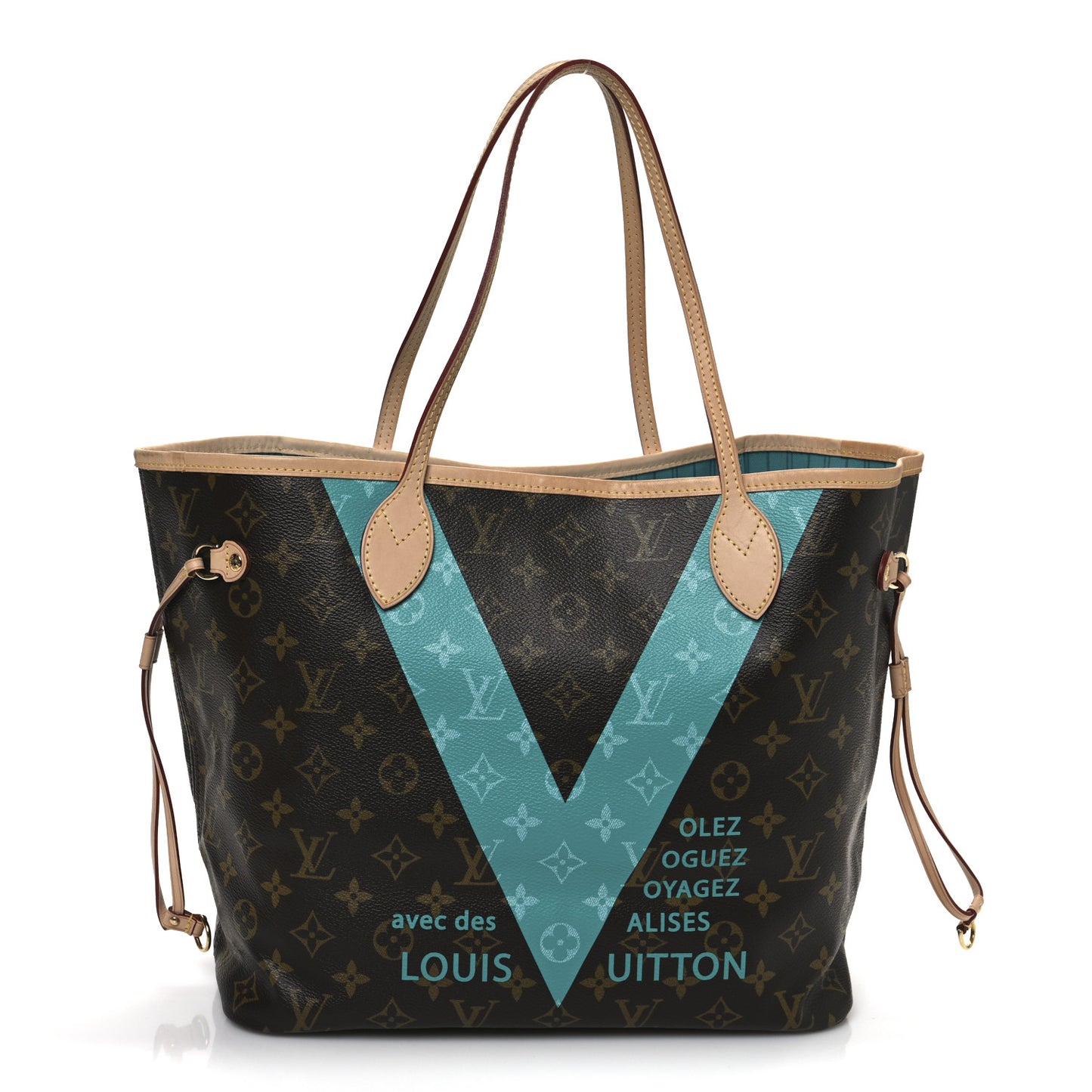 Monogram V Neverfull MM Turquoise
