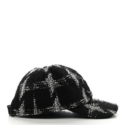 Chanel Tweed Cap Hat L Black White 5 of 8