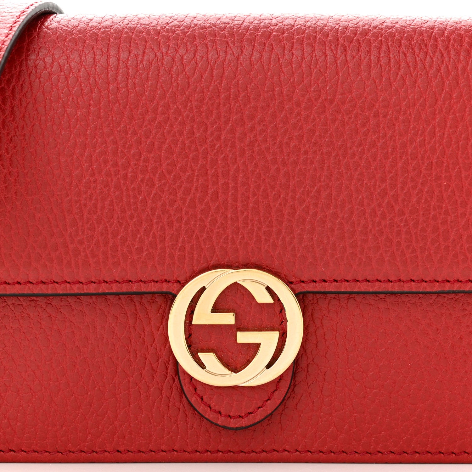 Gucci Dollar Calfskin Interlocking G Chain Wallet Red 8 of 11
