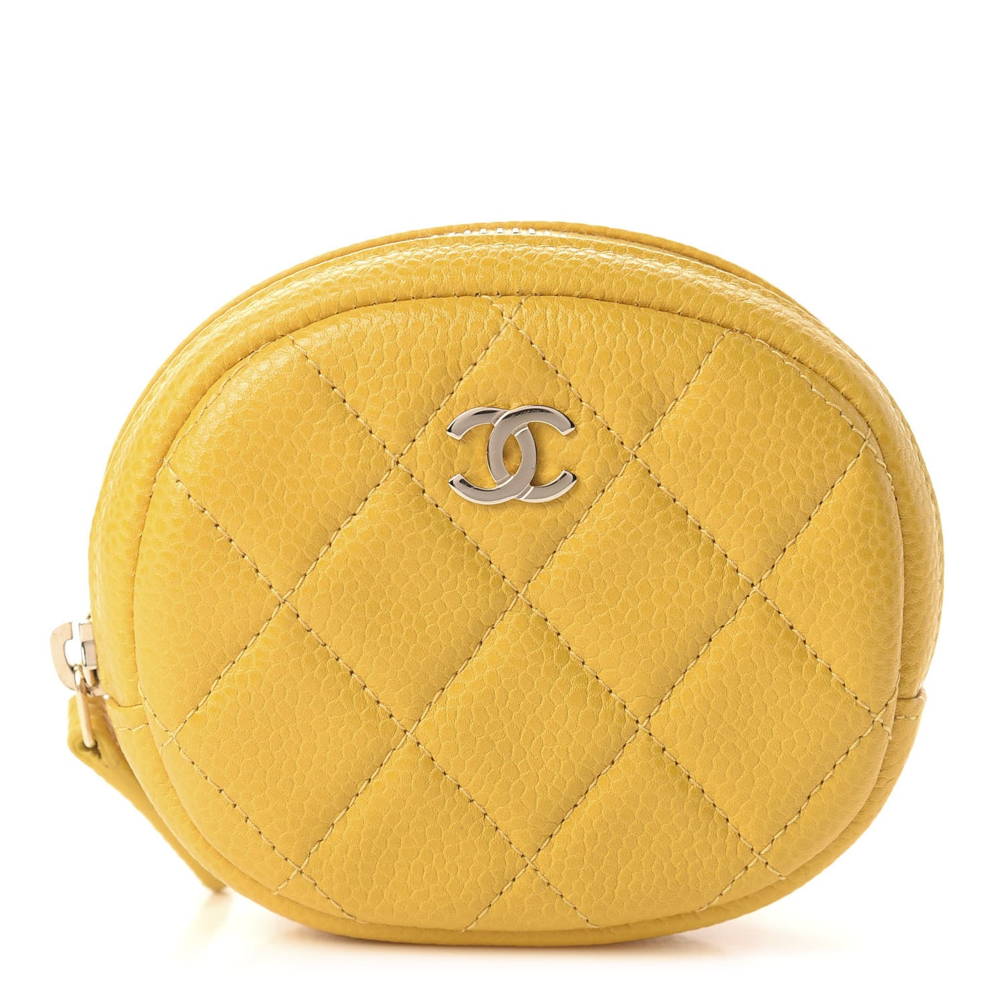 Caviar Quilted Zip Around Classic Coin Purse Yellow