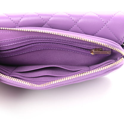 Chanel Lambskin Quilted Flap Phone Holder With Chain Purple 5 of 12