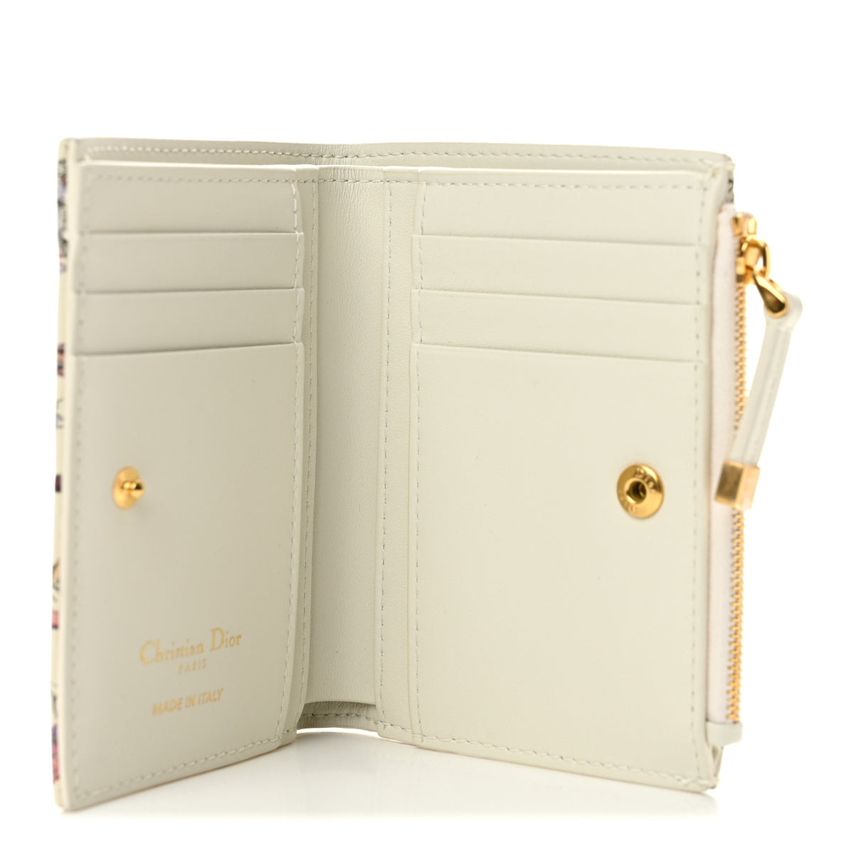 Calfskin Cabinet De Curiosites Print Caro XS Wallet White Multicolor