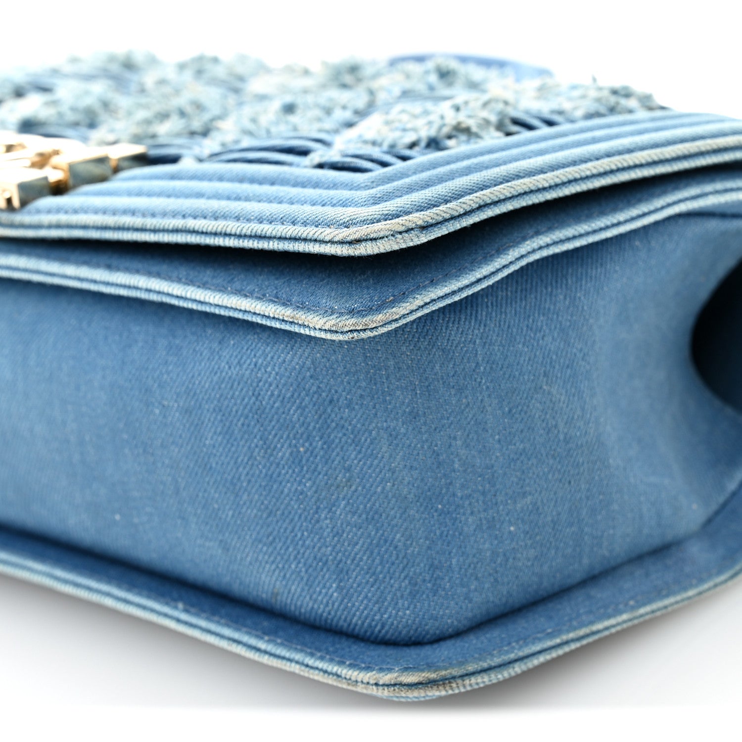 Chanel Denim Pleated Medium Boy Flap Light Blue 10 of 10