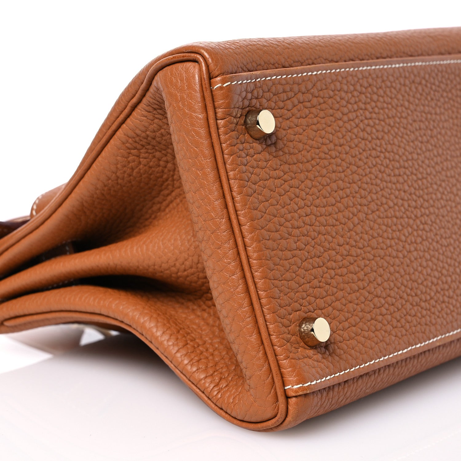 Hermes Taurillon Clemence Shoulder Kelly 42 Gold 9 of 12
