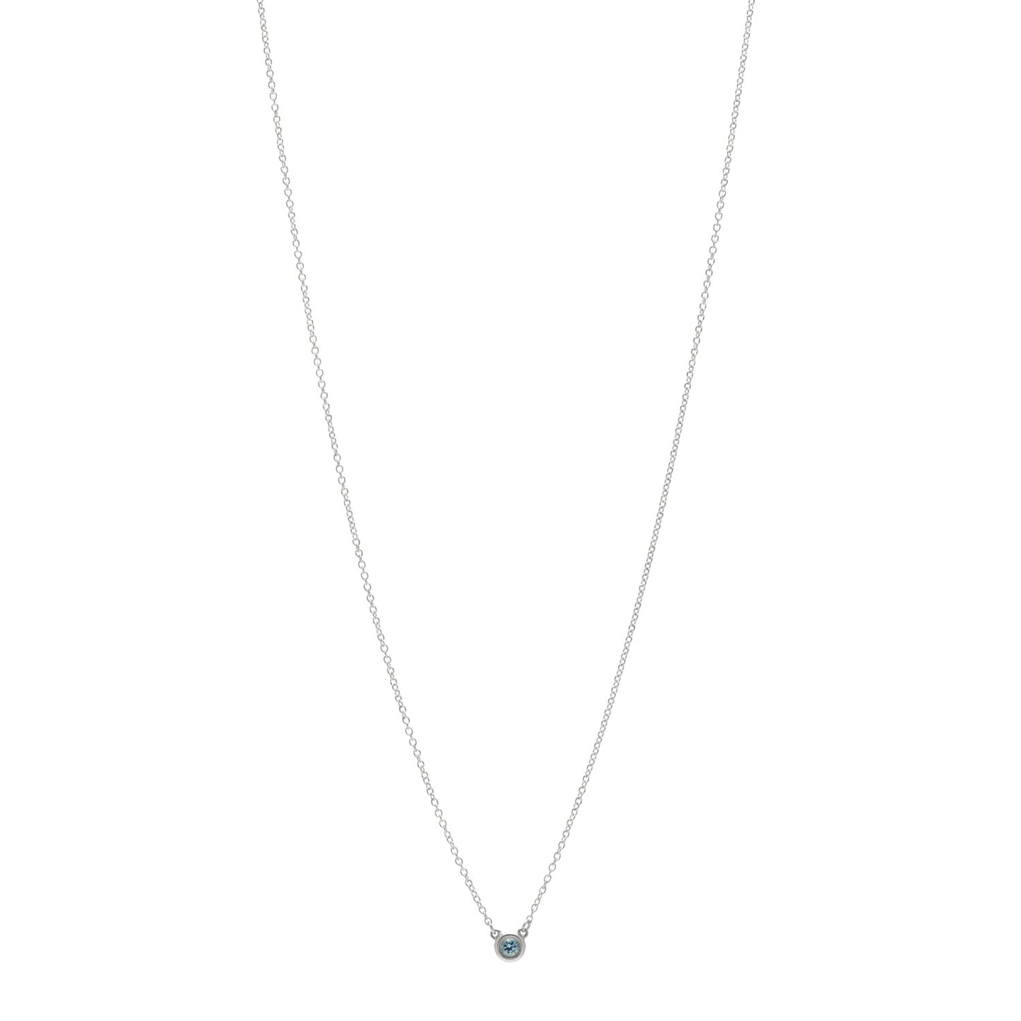 Sterling Silver Aquamarine Elsa Peretti Color By The Yard Pendant Necklace