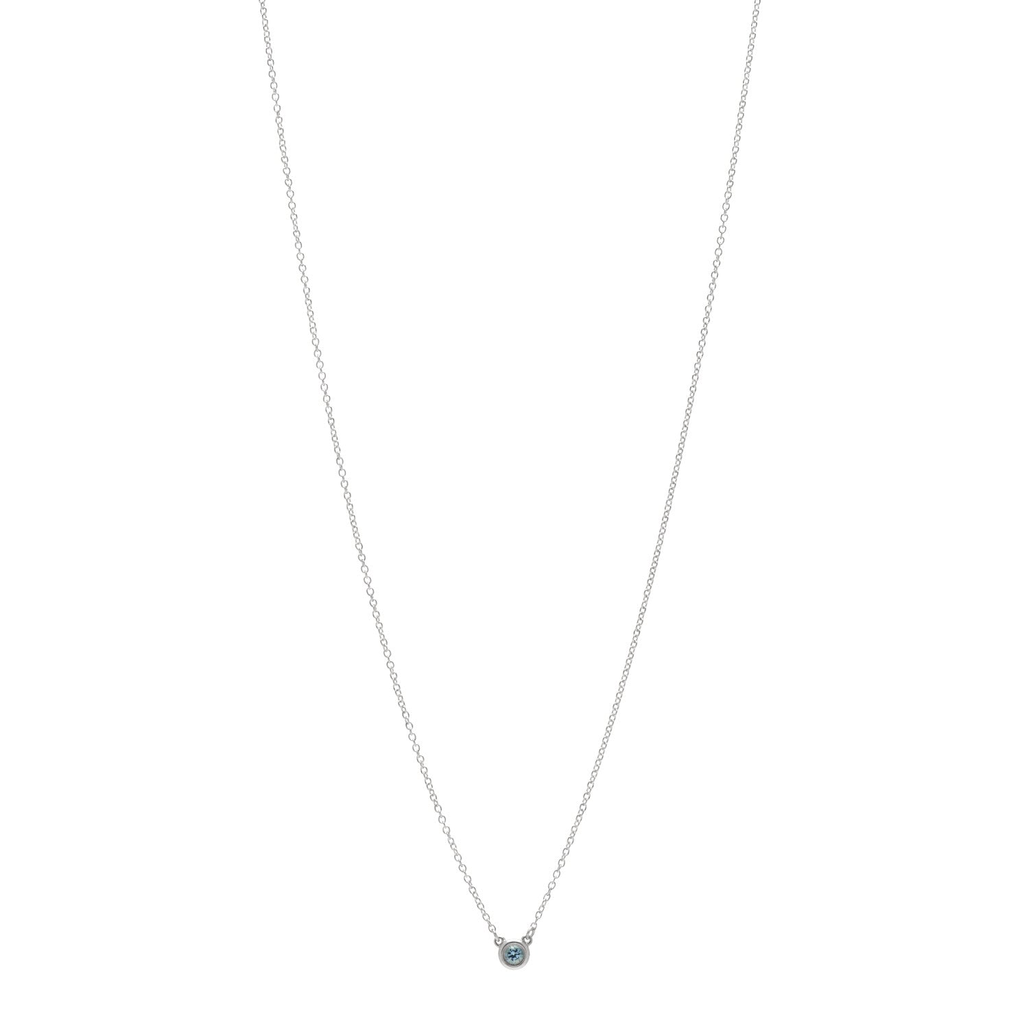 Tiffany Sterling Silver Aquamarine Elsa Peretti Color By The Yard Pendant Necklace 1 of 4