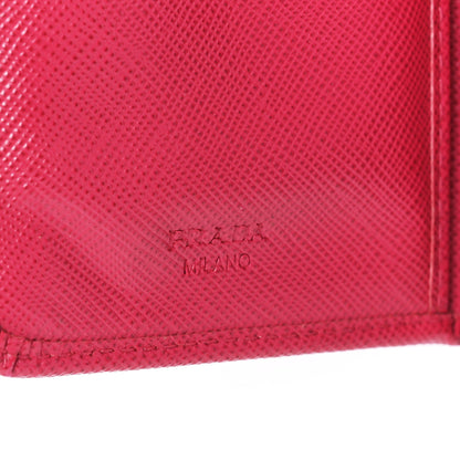 Prada Saffiano Metal Compact Wallet Peonia 10 of 16