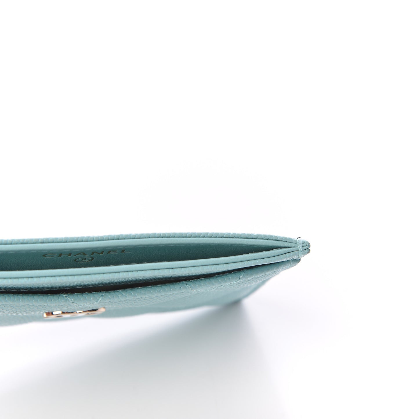 Caviar Quilted Card Holder Light Blue