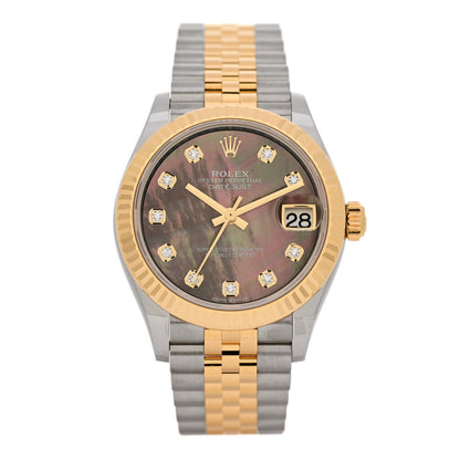 Rolex Stainless Steel 18K Yellow Gold Diamond Black Mother of Pearl 31mm Oyster Perpetual Datejust Watch 278273 1 of 5
