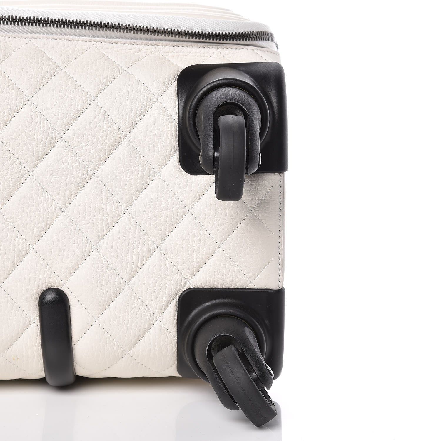 Chanel Calfskin Quilted Coco Case Trolley Rolling Luggage White 12 of 13