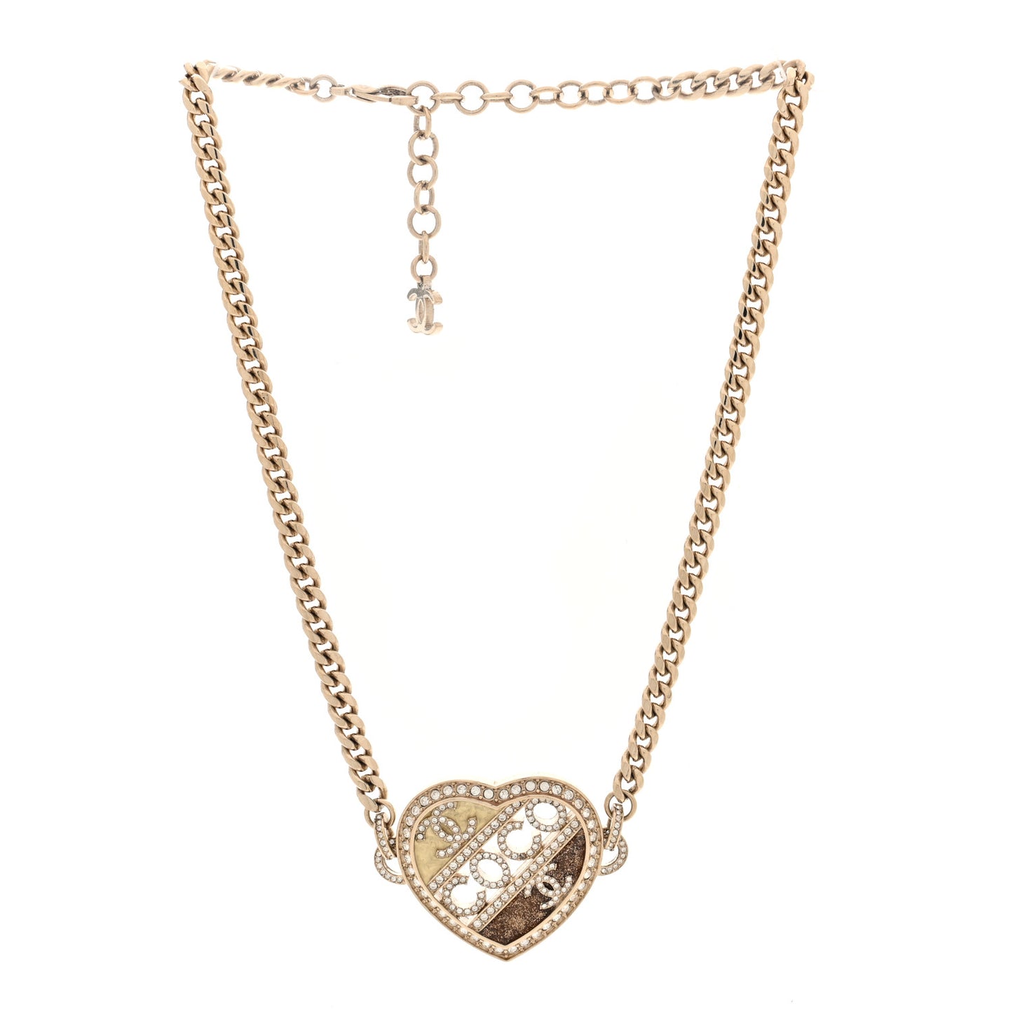 Crystal Crystal CC Coco Heart Necklace Gold