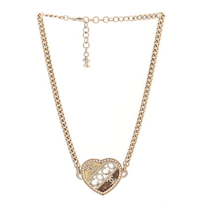 Chanel Crystal Crystal CC Coco Heart Necklace Gold 6 of 9