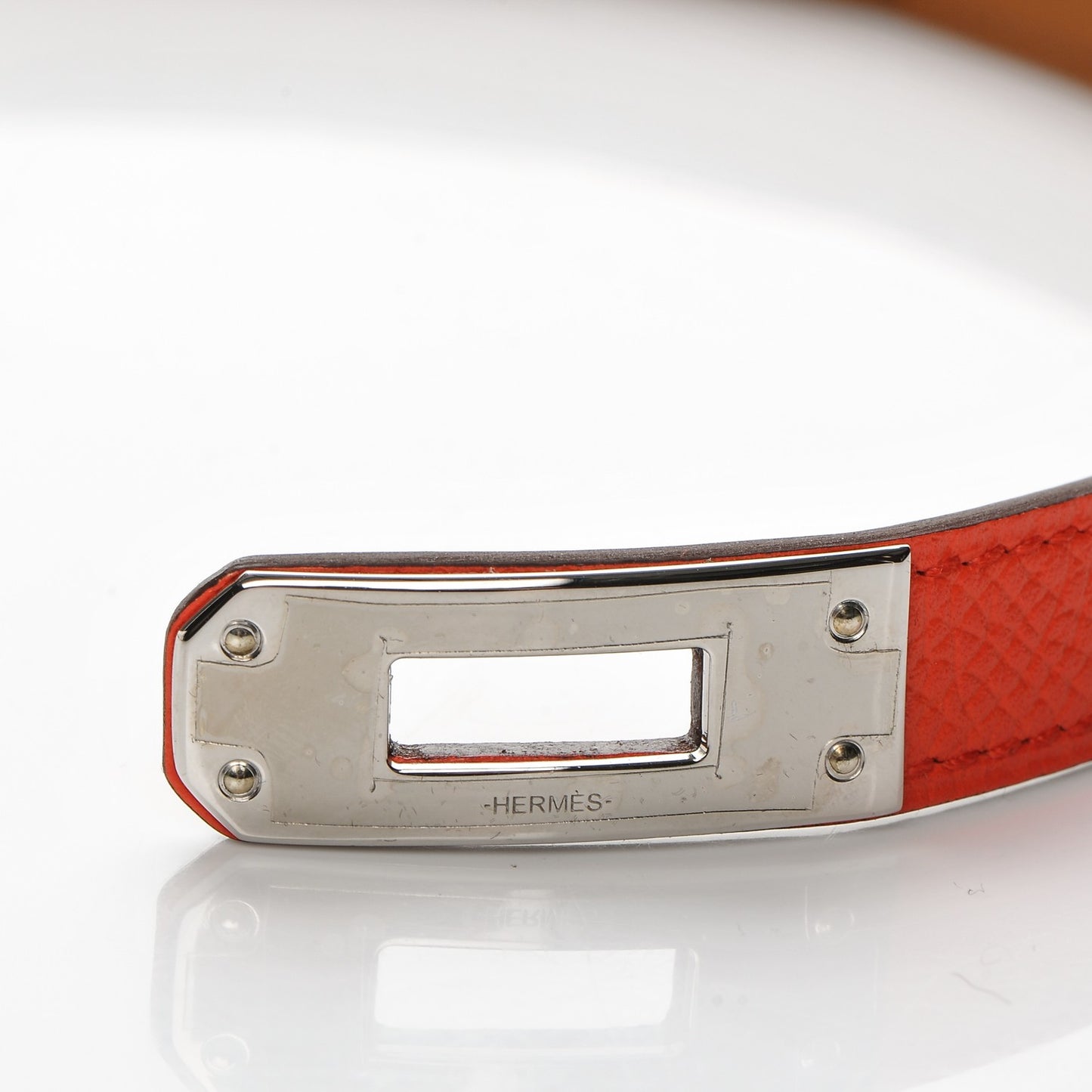 Epsom Kelly Double Tour Bracelet S Orange Poppy