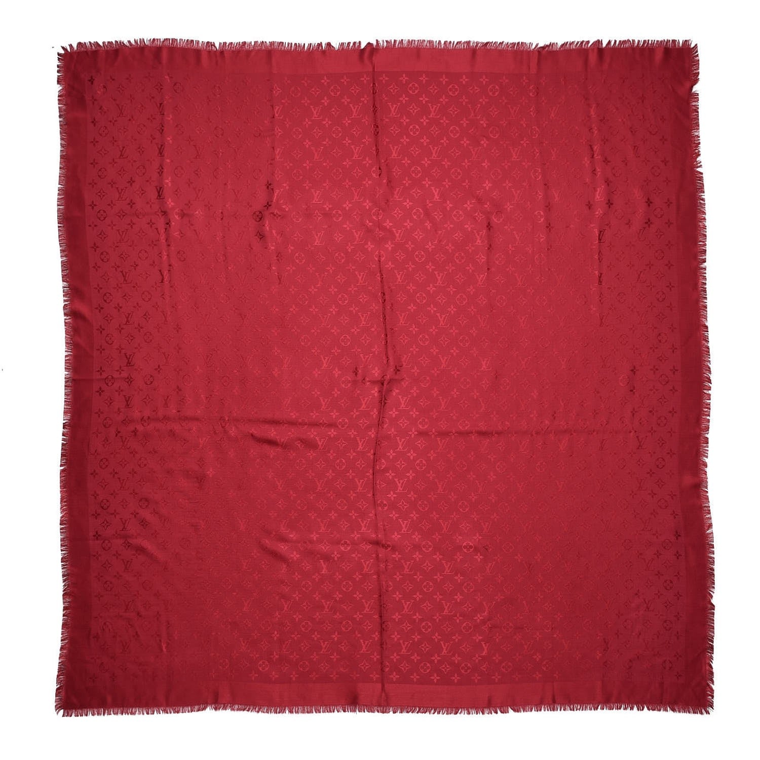 Louis Vuitton Silk Wool Monogram Shawl Pomme D'Amour 1 of 4