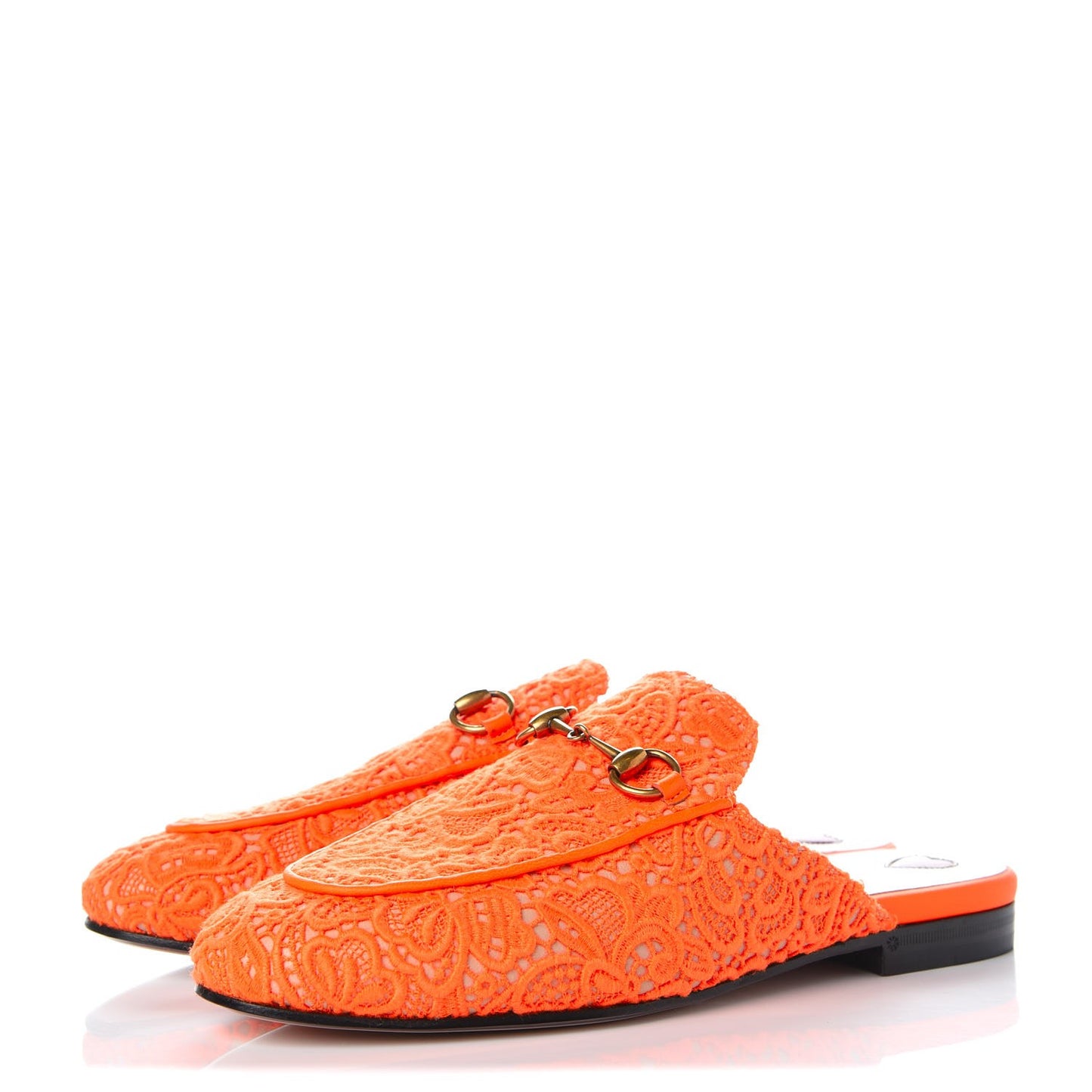 Lace Malaga Kid Womens Princetown Slippers 36.5 Orange Fluo Skin Rose