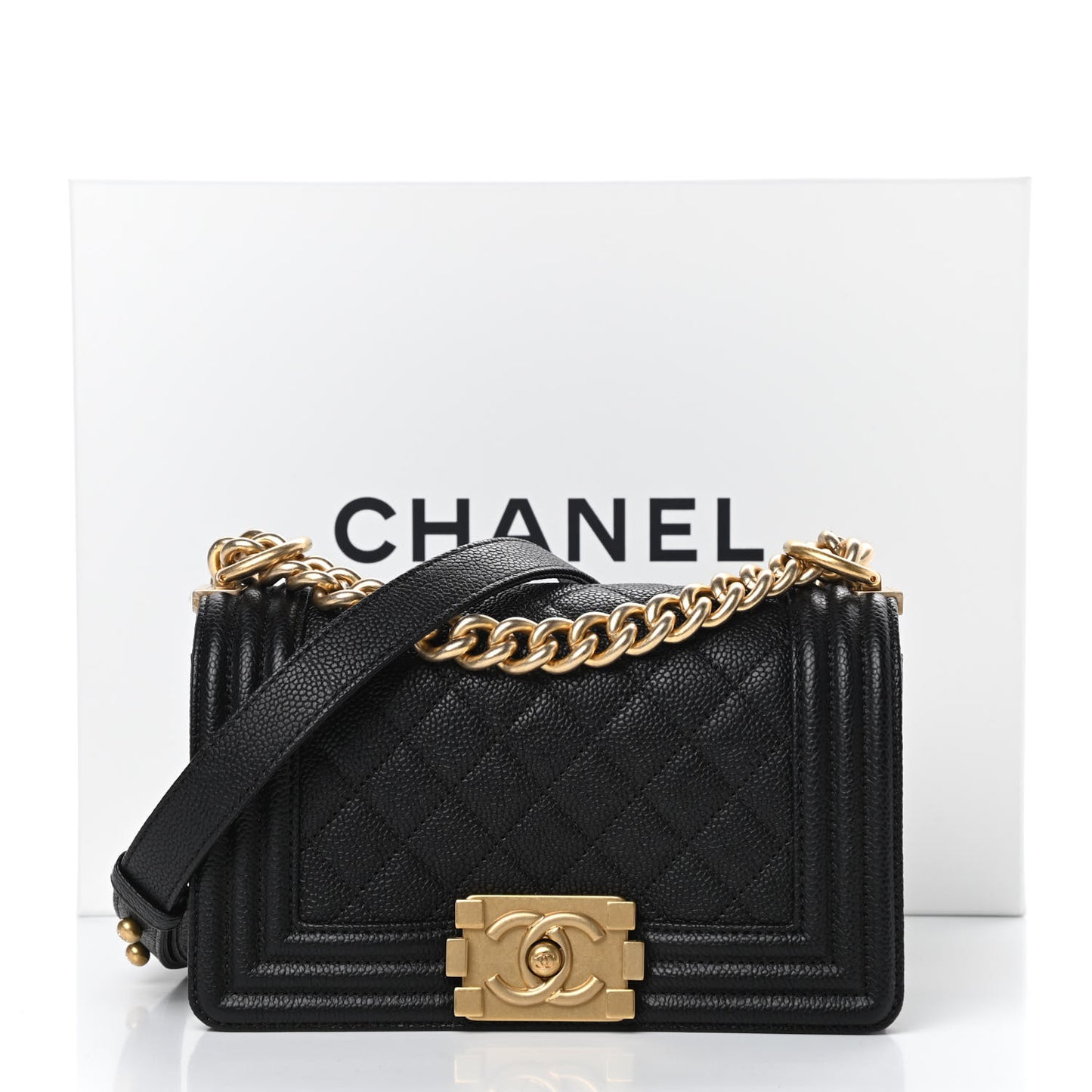 Caviar Quilted Small Boy Flap Black