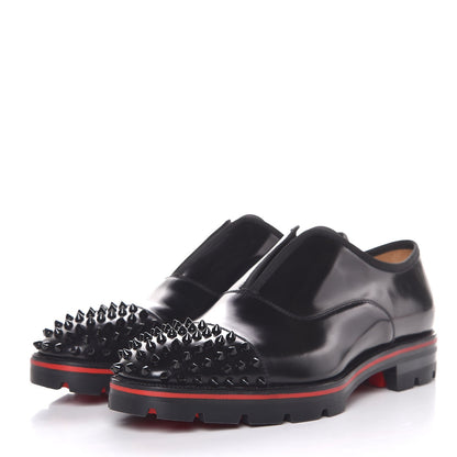 Christian Louboutin Mens Abrasiva Calfskin Alpha Point Laceless Flat Balmorals 42 Black 3 of 8