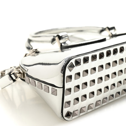 Valentino Garavani Mirror Calfskin Rockstud East West Top Handle Bag Silver 7 of 9