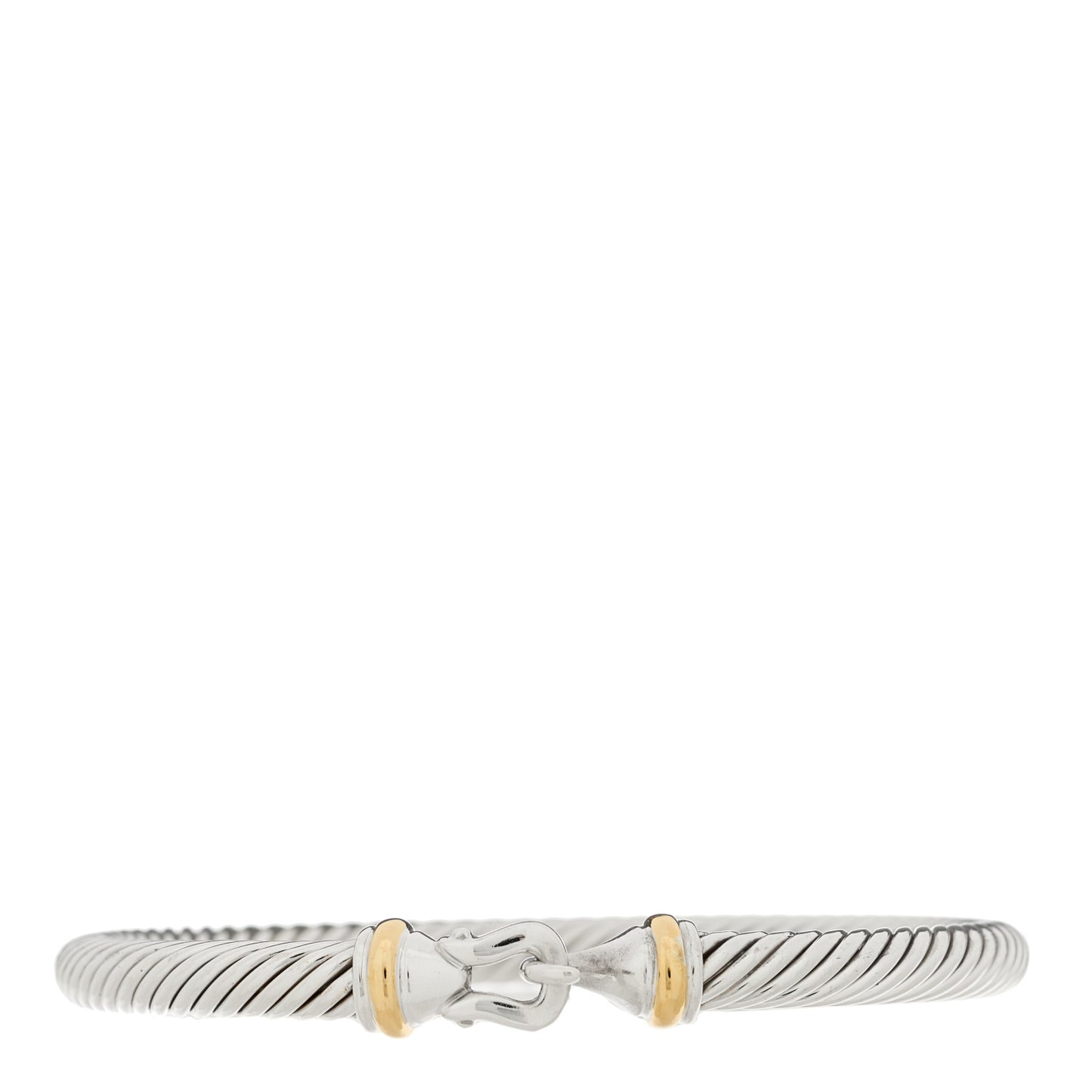 Sterling Silver 18K Yellow Gold 5mm Cable Classic Buckle Bracelet