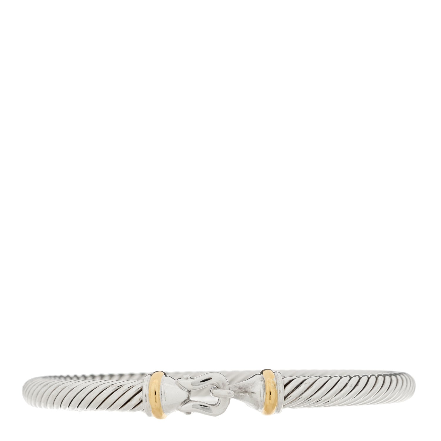 David Yurman Sterling Silver 18K Yellow Gold 5mm Cable Classic Buckle Bracelet 1 of 3