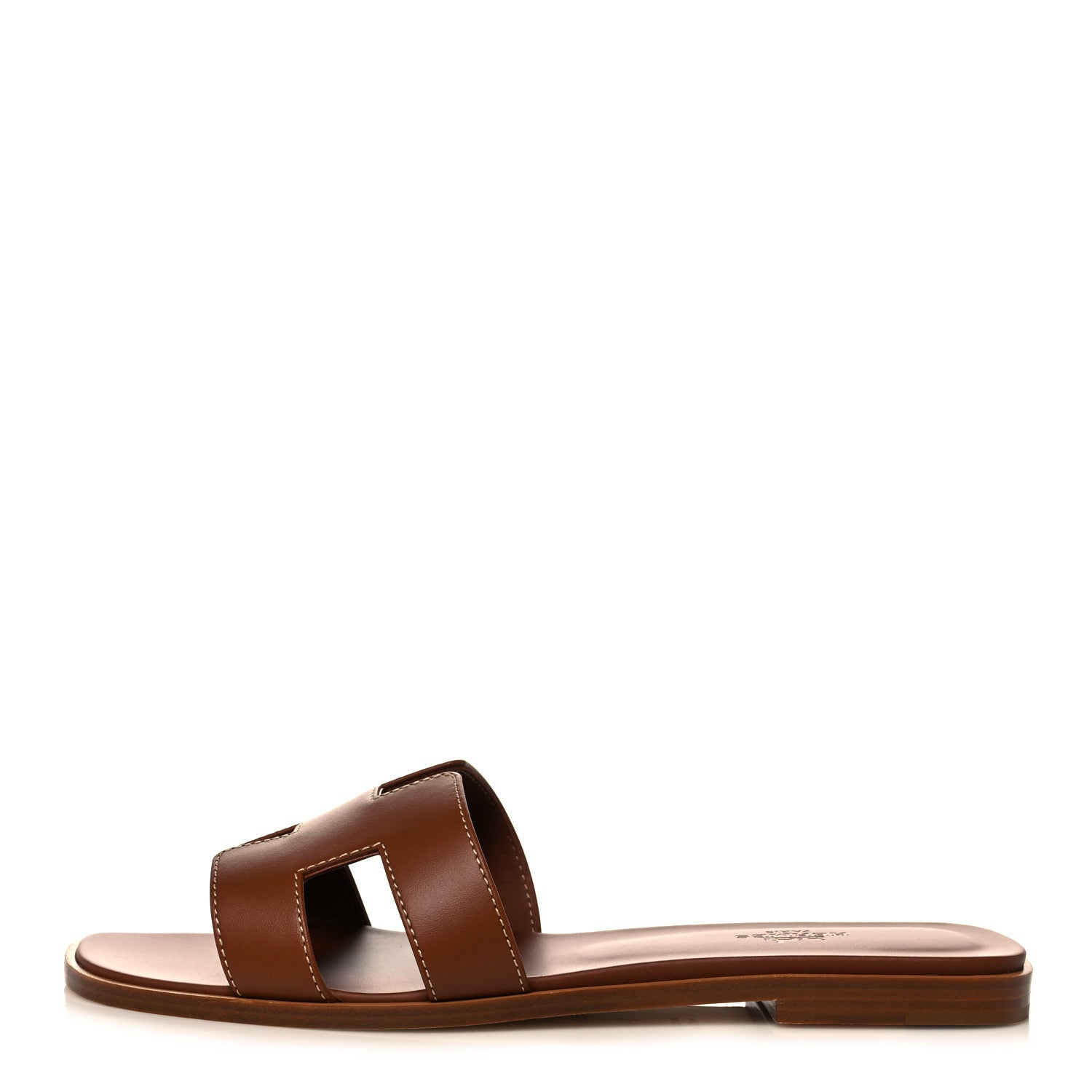 Hermes Box Calfskin Oran Sandals 38.5 Gold 1 of 9
