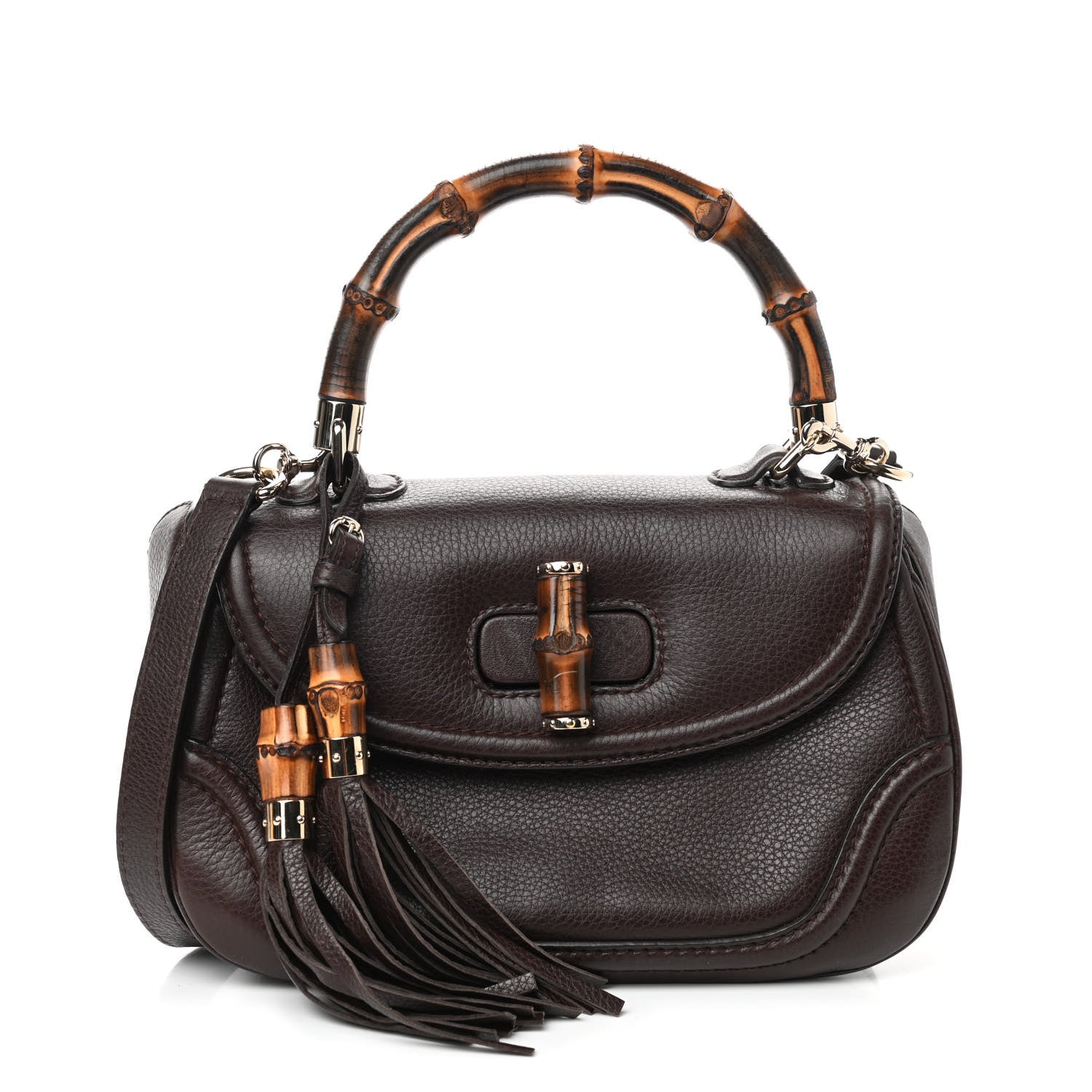 Gucci Calfskin Medium New Bamboo Top Handle Bag Brown 1 of 8