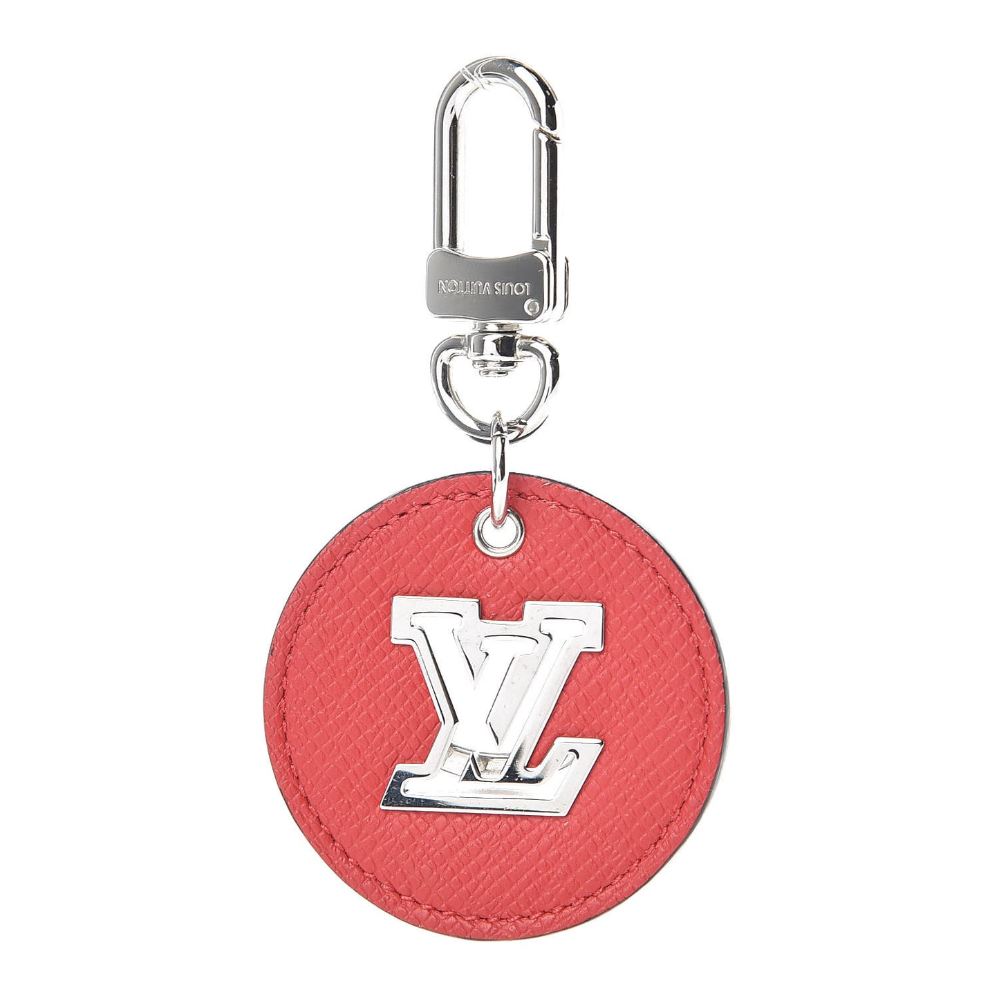 Taiga LV Circle Eyelet Bag Charm Key Holder Rouge