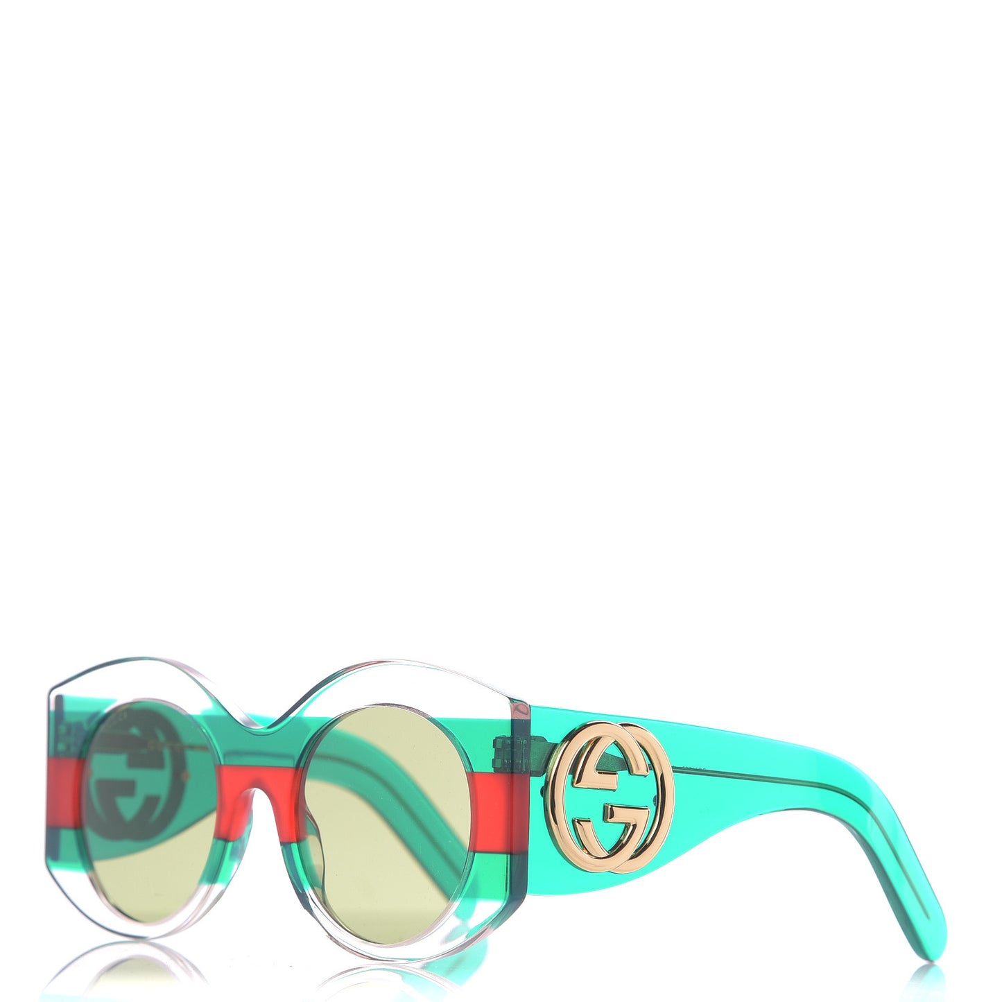 Acetate Round Frame Sunglasses GG0177S Green Red