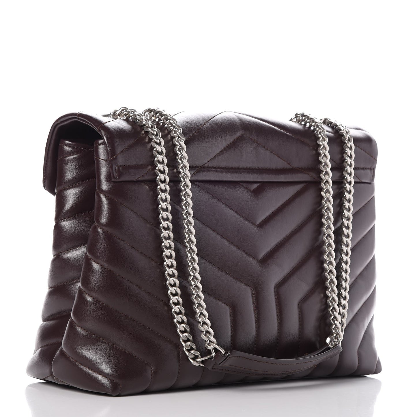 Calfskin Y Quilted Monogram Medium Loulou Chain Satchel Amaranto