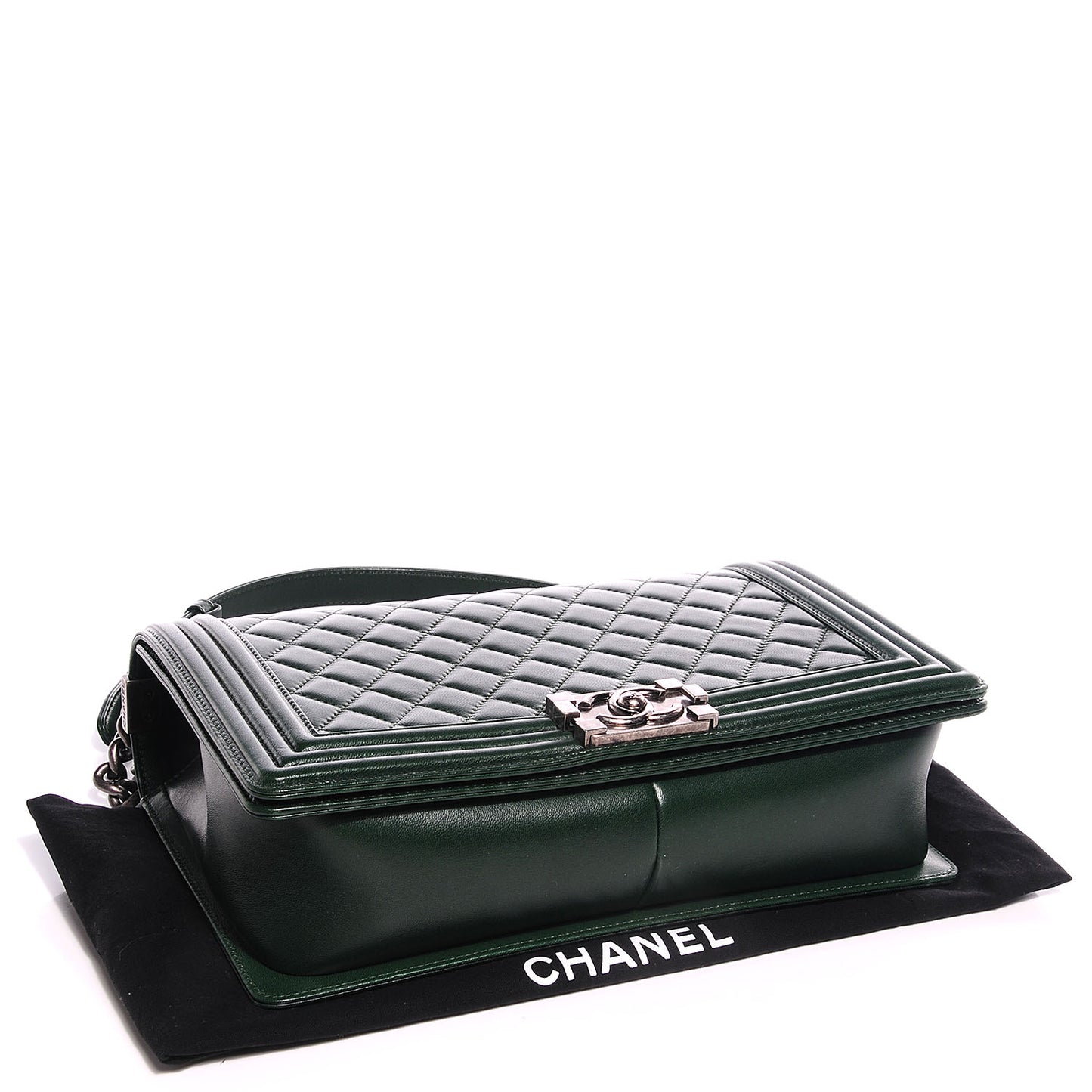 Lambskin Quilted New Medium Boy Flap Dark Green