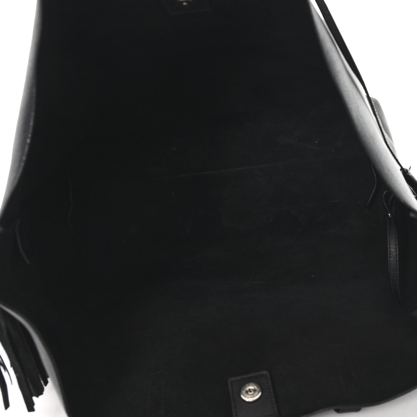 Calfskin Large Fringe Shopping Tote Black