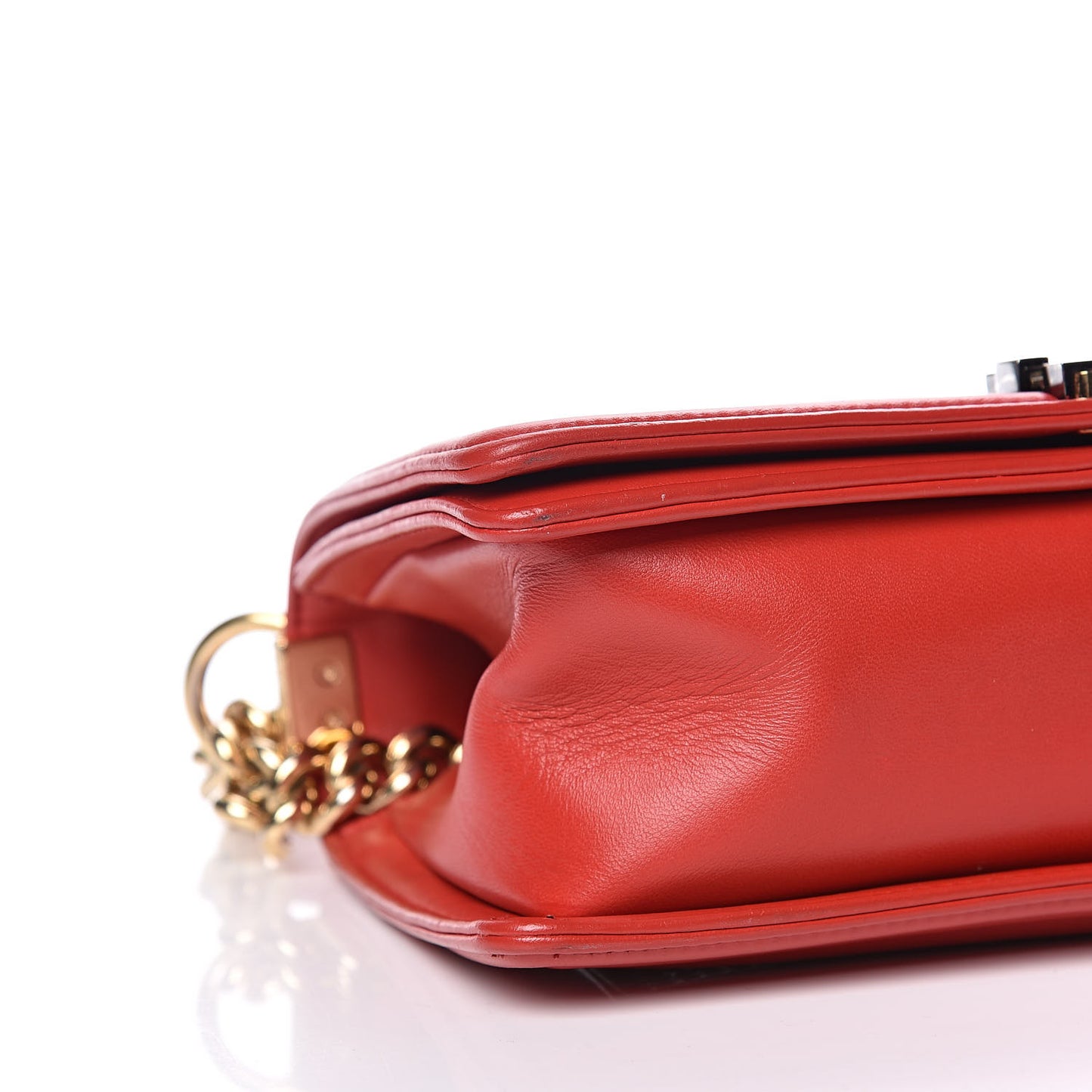 Lambskin Embossed Medium Boy Cube Flap Red