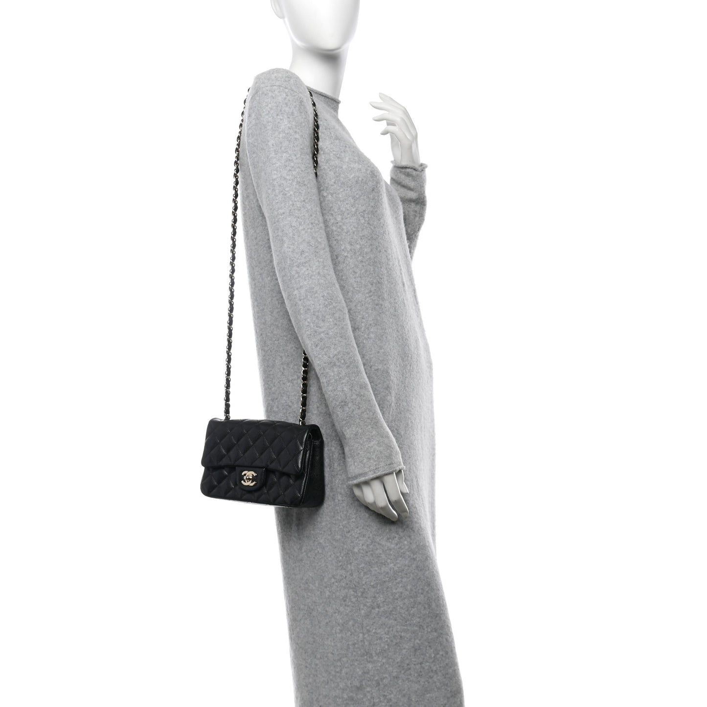 Caviar Quilted Mini Rectangular Flap Black