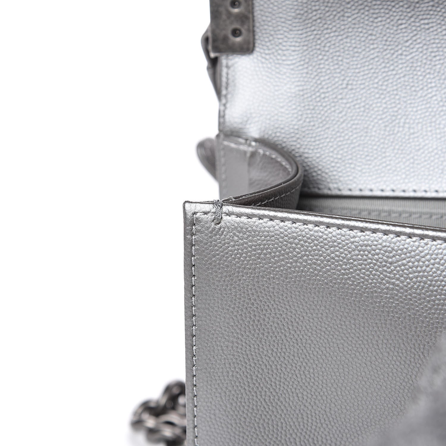 Chanel Metallic Caviar Quilted Medium Boy Flap Silver 14 of 15