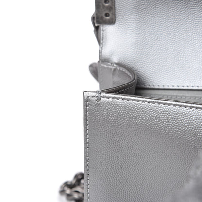 Chanel Metallic Caviar Quilted Medium Boy Flap Silver 14 of 15
