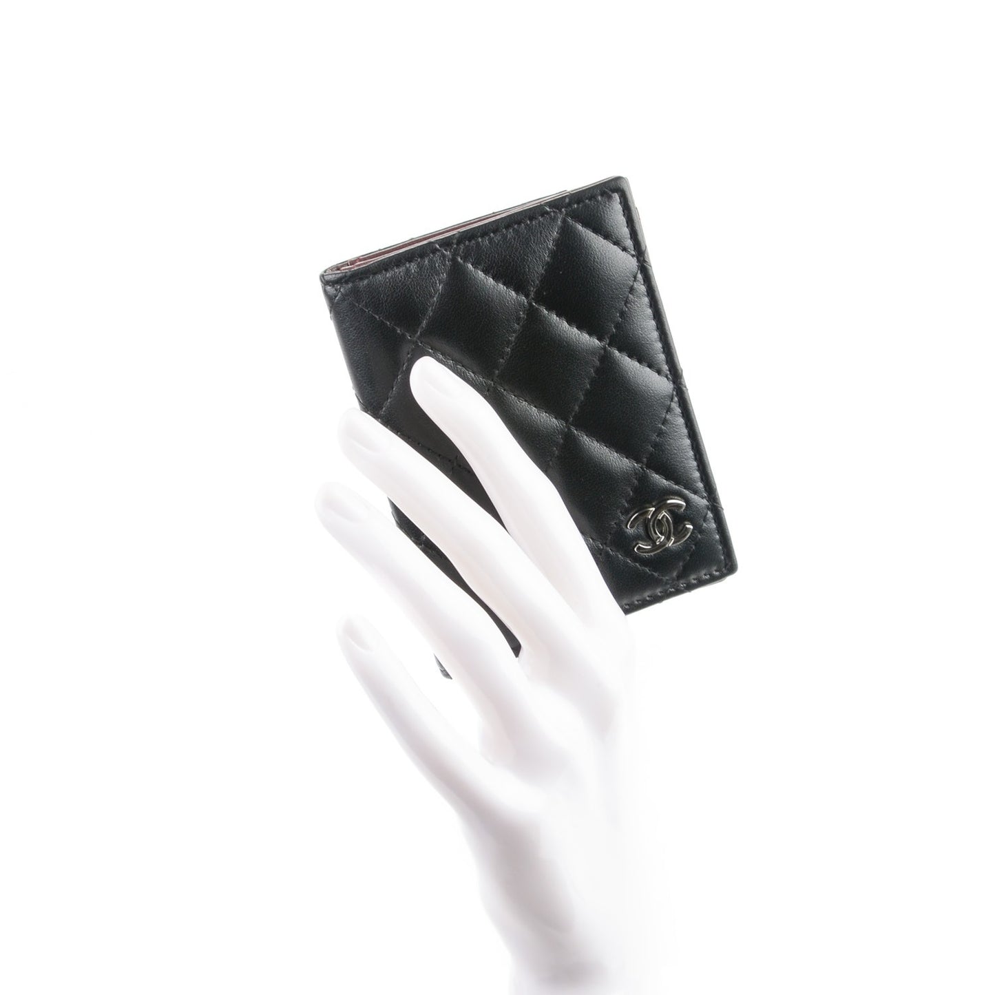 Lambskin Quilted CC Card Holder Wallet Black
