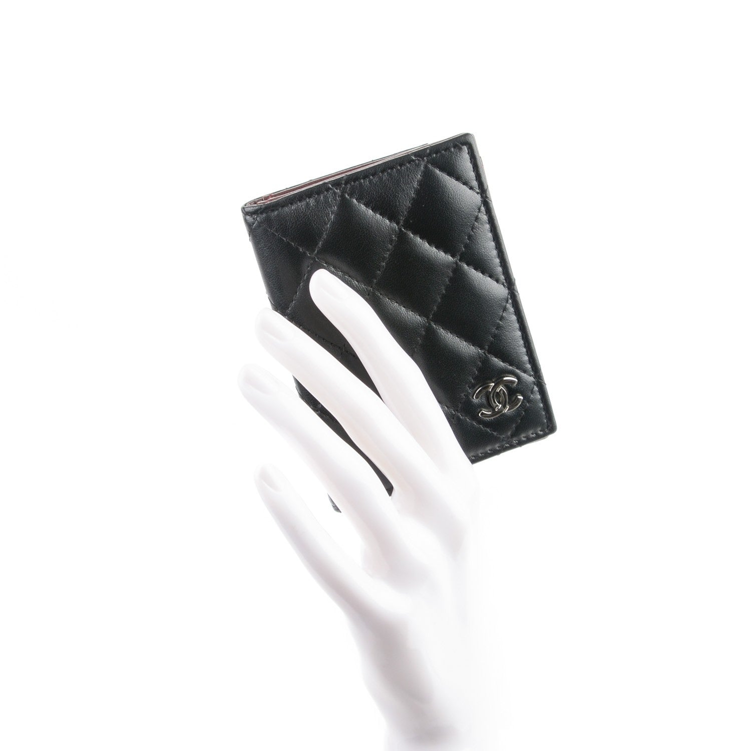 Chanel Lambskin Quilted CC Card Holder Wallet Black 2 of 7
