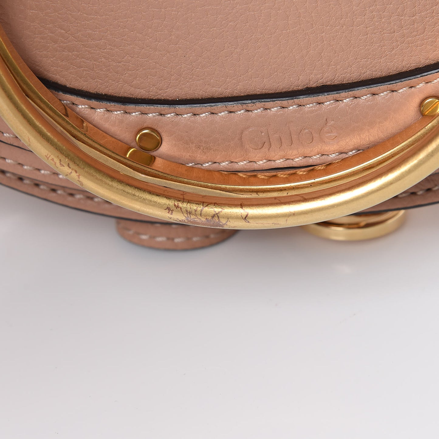 Calfskin Small Nile Bracelet Minaudiere Bag Biscotti Beige