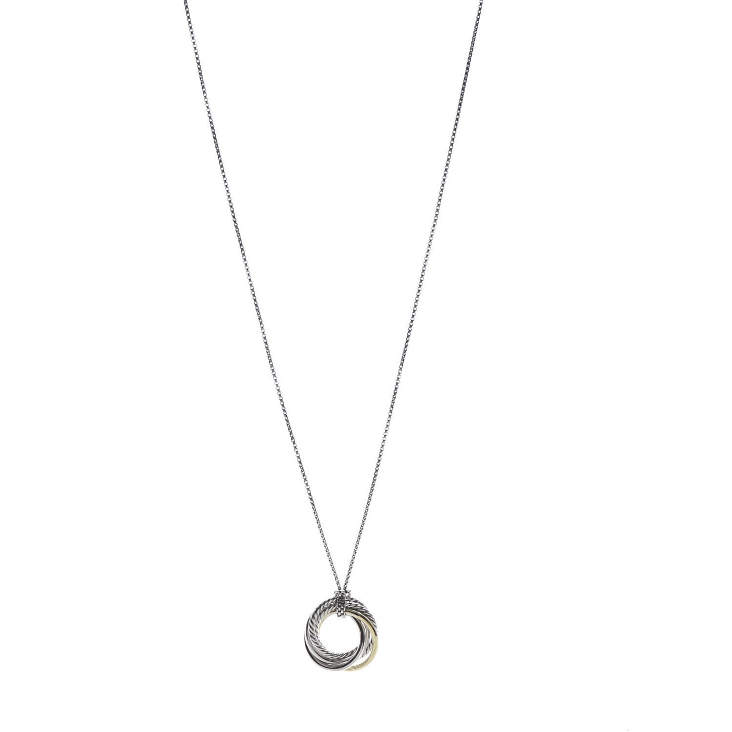 Sterling Silver 14K Yellow Gold 28mm Crossover Pendant Necklace