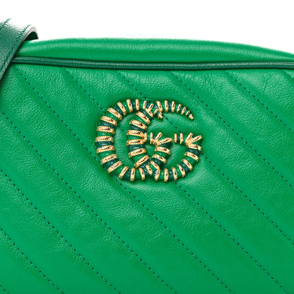Gucci Azalea Calfskin Enamel Matelasse Diagonal Small Torchon GG Marmont Chain Shoulder Bag New Shamarock Emerald 9 of 12