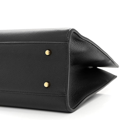 Versace Grained Calfskin Large Virtus Top Handle Shoulder Bag Black 10 of 12