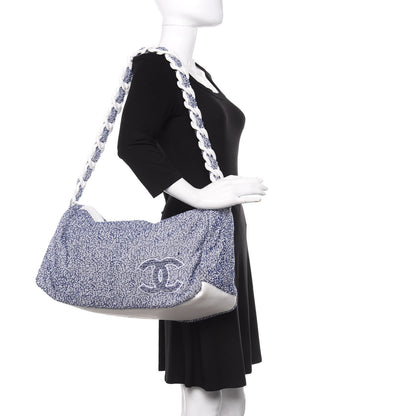 Chanel Terry Cotton Resin Chain Fizzy Hobo Blue White 2 of 13