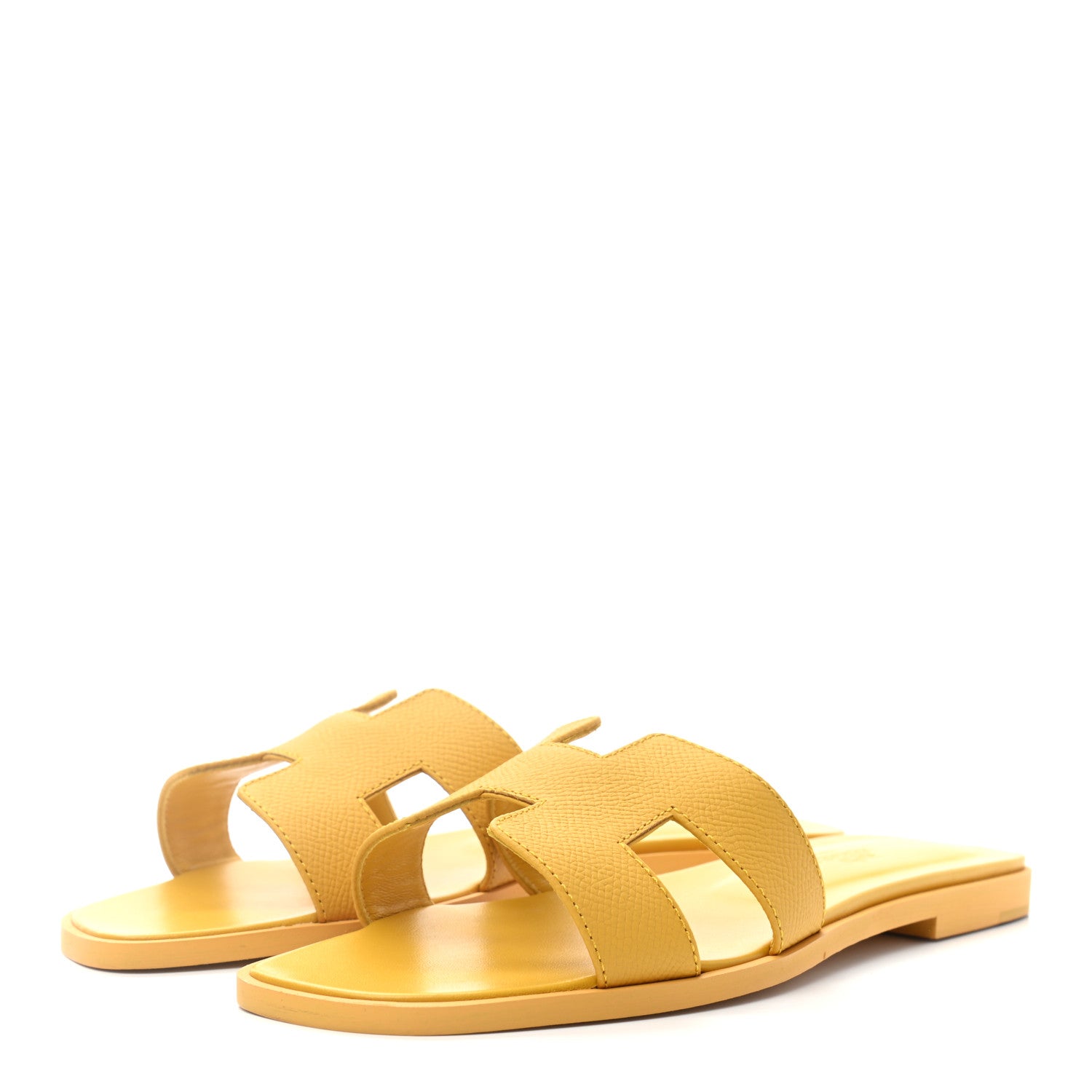 Hermes Epsom Oran Sandals 37 Jaune Sable 3 of 8