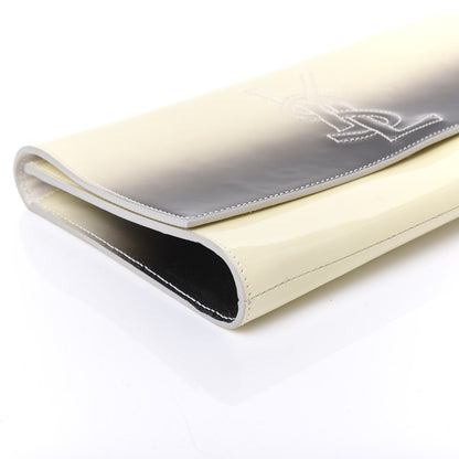 Saint Laurent Patent Calfskin Ombre Monogram Large Belle De Jour Clutch Ivory Black 5 of 9
