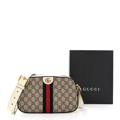 Gucci GG Supreme Monogram Textured Calfskin Web Small Ophidia Camera Bag Beige Ebony Mystic White 11 of 11